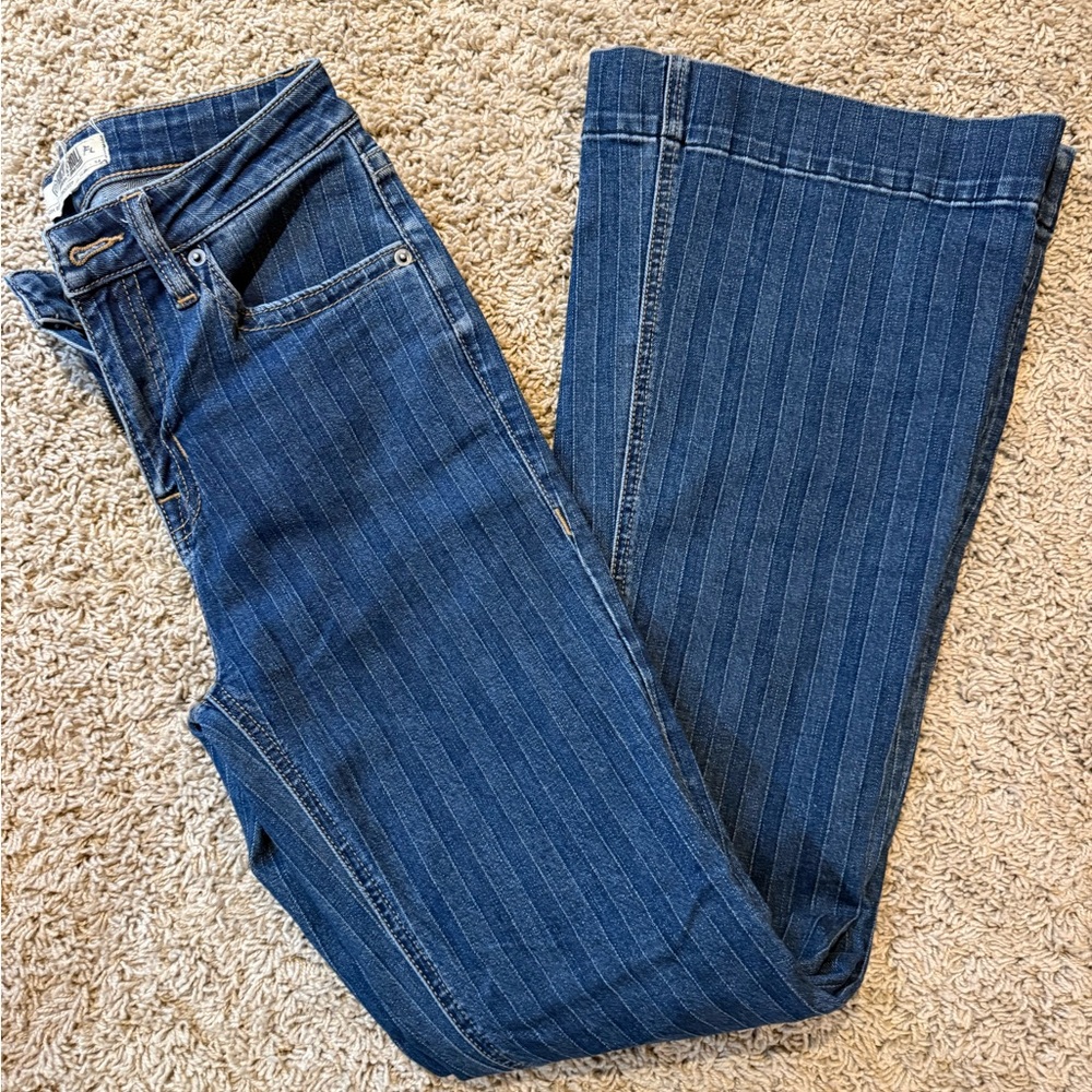 Rock & Roll Cowgirl Dark Blue Striped Flare Jeans
